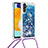 Funda Silicona Carcasa Goma Bling-Bling con Acollador Cordon Lanyard S03 para Samsung Galaxy A13 5G Azul