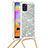 Funda Silicona Carcasa Goma Bling-Bling con Acollador Cordon Lanyard S03 para Samsung Galaxy A31 Plata