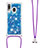 Funda Silicona Carcasa Goma Bling-Bling con Acollador Cordon Lanyard S03 para Samsung Galaxy A40 Azul