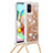 Funda Silicona Carcasa Goma Bling-Bling con Acollador Cordon Lanyard S03 para Samsung Galaxy A71 4G A715 Oro