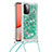 Funda Silicona Carcasa Goma Bling-Bling con Acollador Cordon Lanyard S03 para Samsung Galaxy A72 4G Verde