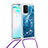 Funda Silicona Carcasa Goma Bling-Bling con Acollador Cordon Lanyard S03 para Samsung Galaxy A91 Azul