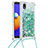 Funda Silicona Carcasa Goma Bling-Bling con Acollador Cordon Lanyard S03 para Samsung Galaxy M01 Core Verde