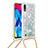 Funda Silicona Carcasa Goma Bling-Bling con Acollador Cordon Lanyard S03 para Samsung Galaxy M10 Plata