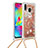 Funda Silicona Carcasa Goma Bling-Bling con Acollador Cordon Lanyard S03 para Samsung Galaxy M20 Oro