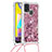 Funda Silicona Carcasa Goma Bling-Bling con Acollador Cordon Lanyard S03 para Samsung Galaxy M31 Prime Edition Rojo