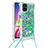 Funda Silicona Carcasa Goma Bling-Bling con Acollador Cordon Lanyard S03 para Samsung Galaxy M51 Verde