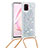 Funda Silicona Carcasa Goma Bling-Bling con Acollador Cordon Lanyard S03 para Samsung Galaxy M60s Plata