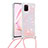 Funda Silicona Carcasa Goma Bling-Bling con Acollador Cordon Lanyard S03 para Samsung Galaxy M60s Rosa