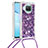 Funda Silicona Carcasa Goma Bling-Bling con Acollador Cordon Lanyard S03 para Xiaomi Mi 10i 5G Morado