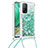 Funda Silicona Carcasa Goma Bling-Bling con Acollador Cordon Lanyard S03 para Xiaomi Mi 10T 5G Verde