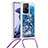 Funda Silicona Carcasa Goma Bling-Bling con Acollador Cordon Lanyard S03 para Xiaomi Mi 11T 5G Azul