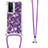 Funda Silicona Carcasa Goma Bling-Bling con Acollador Cordon Lanyard S03 para Xiaomi Poco F5 Pro 5G Morado