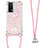 Funda Silicona Carcasa Goma Bling-Bling con Acollador Cordon Lanyard S03 para Xiaomi Poco F5 Pro 5G Oro Rosa