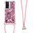 Funda Silicona Carcasa Goma Bling-Bling con Acollador Cordon Lanyard S03 para Xiaomi Poco F5 Pro 5G Purpura Claro