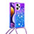 Funda Silicona Carcasa Goma Bling-Bling con Acollador Cordon Lanyard YB1 para Xiaomi Poco F5 5G Morado