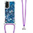 Funda Silicona Carcasa Goma Bling-Bling con Acollador Cordon Lanyard YB1 para Xiaomi Redmi Note 11 4G (2022) Azul