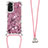 Funda Silicona Carcasa Goma Bling-Bling con Acollador Cordon Lanyard YB1 para Xiaomi Redmi Note 11 4G (2022) Purpura Claro