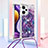 Funda Silicona Carcasa Goma Bling-Bling con Acollador Cordon Lanyard YB2 para Xiaomi Poco F5 5G Morado