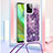 Funda Silicona Carcasa Goma Bling-Bling con Acollador Cordon Lanyard YB3 para Motorola Moto G Power 5G (2023) Morado