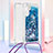 Funda Silicona Carcasa Goma Bling-Bling con Acollador Cordon Lanyard YB3 para Samsung Galaxy A34 5G Azul