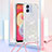 Funda Silicona Carcasa Goma Bling-Bling con Acollador Cordon Lanyard YB3 para Samsung Galaxy M04 Plata