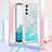 Funda Silicona Carcasa Goma Bling-Bling con Acollador Cordon Lanyard YB3 para Samsung Galaxy Quantum4 5G Azul Cielo