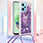 Funda Silicona Carcasa Goma Bling-Bling con Acollador Cordon Lanyard YB3 para Xiaomi Redmi Note 12 5G Morado