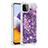 Funda Silicona Carcasa Goma Bling-Bling con Anillo de dedo Soporte S01 para Samsung Galaxy A22s 5G Morado