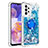 Funda Silicona Carcasa Goma Bling-Bling con Anillo de dedo Soporte S01 para Samsung Galaxy A23 4G Azul