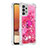 Funda Silicona Carcasa Goma Bling-Bling con Anillo de dedo Soporte S01 para Samsung Galaxy A32 4G Rosa Roja