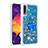 Funda Silicona Carcasa Goma Bling-Bling con Anillo de dedo Soporte S01 para Samsung Galaxy A50 Azul