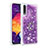 Funda Silicona Carcasa Goma Bling-Bling con Anillo de dedo Soporte S01 para Samsung Galaxy A50S Morado