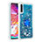 Funda Silicona Carcasa Goma Bling-Bling con Anillo de dedo Soporte S01 para Samsung Galaxy A70 Azul