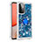 Funda Silicona Carcasa Goma Bling-Bling con Anillo de dedo Soporte S01 para Samsung Galaxy A72 4G Azul