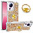 Funda Silicona Carcasa Goma Bling-Bling con Anillo de dedo Soporte S01 para Xiaomi Mi 13 Lite 5G Oro