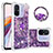 Funda Silicona Carcasa Goma Bling-Bling con Anillo de dedo Soporte S01 para Xiaomi Poco C55 Morado