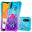 Funda Silicona Carcasa Goma Bling-Bling con Anillo de dedo Soporte S02 para Samsung Galaxy A01 SM-A015 Azul Cielo