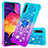 Funda Silicona Carcasa Goma Bling-Bling con Anillo de dedo Soporte S02 para Samsung Galaxy A50 Azul Cielo
