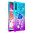 Funda Silicona Carcasa Goma Bling-Bling con Anillo de dedo Soporte S02 para Samsung Galaxy A70 Azul Cielo