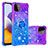 Funda Silicona Carcasa Goma Bling-Bling con Anillo de dedo Soporte S02 para Samsung Galaxy F42 5G Morado