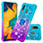 Funda Silicona Carcasa Goma Bling-Bling con Anillo de dedo Soporte S02 para Samsung Galaxy M10S Azul Cielo