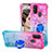 Funda Silicona Carcasa Goma Bling-Bling con Anillo de dedo Soporte S02 para Samsung Galaxy M21 Rosa