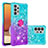 Funda Silicona Carcasa Goma Bling-Bling con Anillo de dedo Soporte S02 para Samsung Galaxy M32 5G Azul Cielo