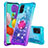 Funda Silicona Carcasa Goma Bling-Bling con Anillo de dedo Soporte S02 para Samsung Galaxy M40S Azul Cielo