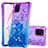 Funda Silicona Carcasa Goma Bling-Bling con Anillo de dedo Soporte S02 para Samsung Galaxy M60s Morado