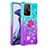 Funda Silicona Carcasa Goma Bling-Bling con Anillo de dedo Soporte S02 para Xiaomi Mi 11T 5G Azul Cielo