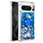 Funda Silicona Carcasa Goma Bling-Bling con Anillo de dedo Soporte S03 para Google Pixel 8 Pro 5G Azul