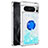 Funda Silicona Carcasa Goma Bling-Bling con Anillo de dedo Soporte S03 para Google Pixel 8 Pro 5G Azul Cielo