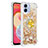 Funda Silicona Carcasa Goma Bling-Bling con Anillo de dedo Soporte YB1 para Samsung Galaxy M04 Oro